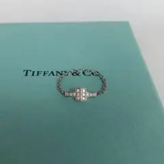 TIFFANYu0026Co.*T Twoチェーンダイヤリング Au750 15号*.