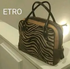 毛皮部分大変美品 ETRO ハラコ ゼブラ柄 ハンドバッグ