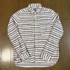 桃太郎ジーンズ ストライプ 長袖シャツ 白と紫 38