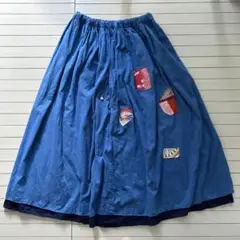 リメイク　リバーシブルロングスカート　古布