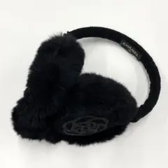 美品 シャネル 2点セット マフラー イヤーマフ ブラック CHANEL シャネル イヤーマフ ジヨン愛用 イヤーマフラー ココ