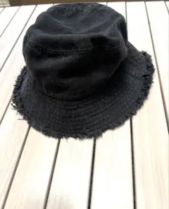 ブラック フリンジ バケットハット