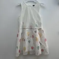 【美品】女の子 ワンピース 120 バルーン柄 夏 涼しげ レース風
