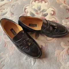 BALLY 黒レザー ローファー フリンジ タッセル付き