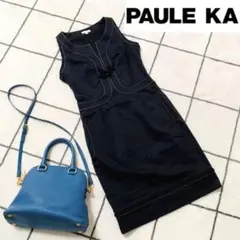 PAULE KA ノースリーブ ステッチワンピース ドレス ブラック