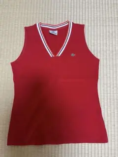 LACOSTE レッド ノースリーブ Tシャツ S