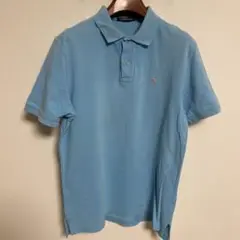 POLO RALPH LAUREN ライトブルーポロシャツ ピンクロゴ刺繍 L