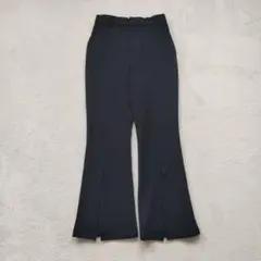A+TOKYO フレアカットパンツ スリット ブラック 黒 ストレッチ