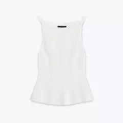 新品ZARA ペプラムリボントップス ホワイト