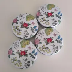 【六花亭】花柄金属製空き缶4個セット　美品