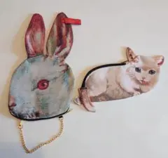 ムチャチャ←→あちゃちゅむ　うさぎバッグ ＋ ねこポーチ