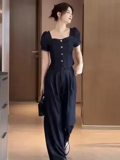 アイスシルクテンセルセットアップ✦デニムTシャツ&ハイウエストパンツ