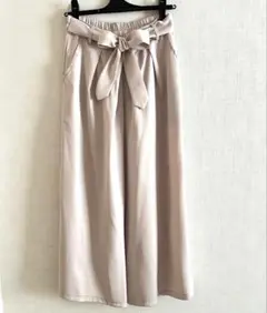 【美品】fifth ピンクベージュ リボン付き ガウチョパンツ　ワイドパンツ
