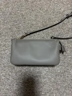 牛革グレー お財布ショルダーバッグ 三つ折りデザイン