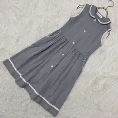 ARTLETTER ストライプ柄ワンピース ブルー×ホワイト 150 オシャレ