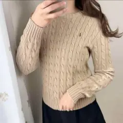 【試着のみ】ポロラルフローレン 定番 ケーブルセーター ピマコットン M