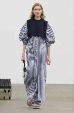 HYKE T/C STRIPED GATHERD DRESS サイズ1