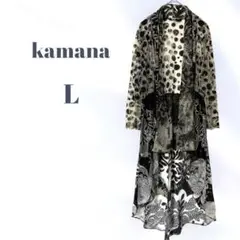 【美品】古着 kamana ロングカーディガン L シースルー ドット ブラック