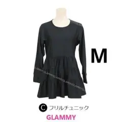 M ラッシュガード 新品 C フリル チュニック 水着 裏地なし 無地 ブラック