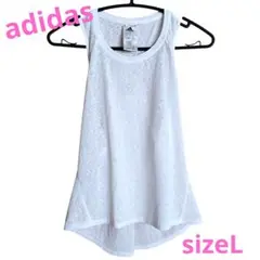 adidas アディダス　ホワイト タンクトップ フィットネス　レディース　L