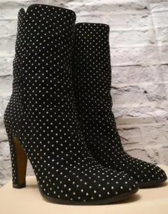 美品★JIMMY CHOO ジミーチュウ マイクロスタッズ スエード ブーツ 黒