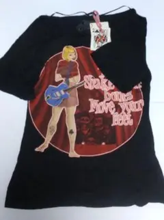 海外製 黒の半袖プリントTシャツ