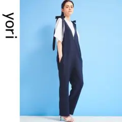 極美品✨yori ヨリ トリアセリボンサロペット オールインワン ネイビー 38