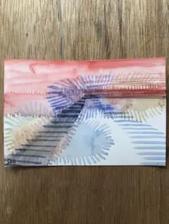 ④2枚500円 水彩画 抽象画 原画 ポストカード 手描き