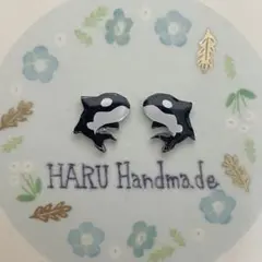 シャチ＊ピアス　ハンドメイド