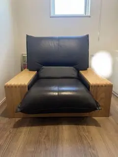 値下げ！！！本革ウッドレストソファ