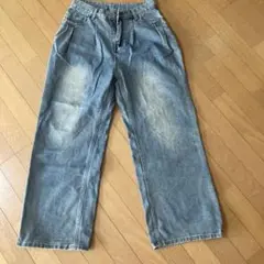 ライトブルーデニム ワイドレッグパンツ