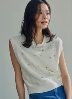 【LOUNIE 】可愛い♡ ビジューニットプルオーバー