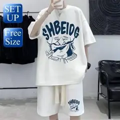 Tシャツ セットアップ メンズ オーバーサイズ 部屋着 半袖 ハーフパンツ