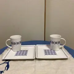 ANNIVERSAIRE 表参道マグカップと四角い皿 2個朝食食器セット