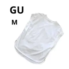 GU ドライフレンチスリーブチュニック ノースリーブ トップス ホワイト M