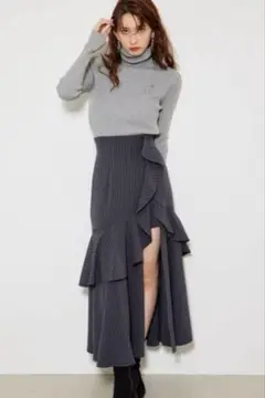 rienda フリルスリットハイウエストスカートショートパンツ