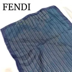 ✴️美品 ✴️フェンディ ロゴ ハンカチ バンダナ スカーフ ブルー ネイビー