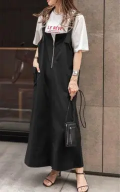 ボンジュールサガン　撥水ストレッチジャンスカ　ブラック