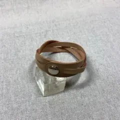 ハンドメイド♪タンニン舐めし本革編み込みブレスレット、ベージュ