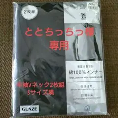 GUNZE 綿100% 半袖VネックTシャツ 2枚組 Sサイズ 黒 セブン&アイ
