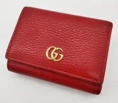 グッチ GUCCI レザー GGマーモント 二つ折り財布 レッド赤