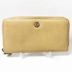 11B439/シャネル/ラウンドファスナー長財布/ココマーク/ベージュ/レザー