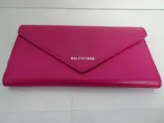 BFB7★バレンシアガ ペーパー コンチネンタル 2つ折り長財布 ピンク