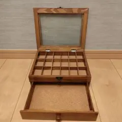 木製 ジュエリーボックス ガラス蓋付き
