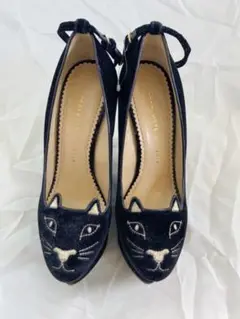 charlotte olympia 猫ベロアパンプス 黒