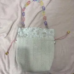 まゆこシェニール　巾着バッグ　チェーンストラップ　セット