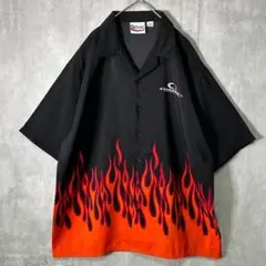 希少 Chase ファイヤーパターン オープンカラー シャツ 半袖 黒 XL