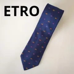 ETRO ネイビー 幾何学模様 ネクタイ