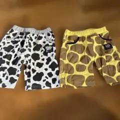 牛柄・キリン柄ハーフパンツ 110cm120cm2枚セット