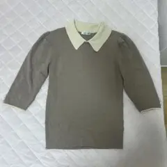 natural couture 襟付きベージュニット